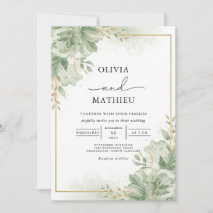 Invitación Boda Floral Flourish de vegetación exuberante