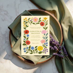 Invitación Boda Floral Folclórica Colorida