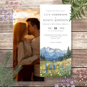 Invitación Boda Floral Foto de Flor Silvestre de Montaña