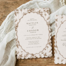 Boda Floral Francesa Vintage Óvalo Marrón y Crema