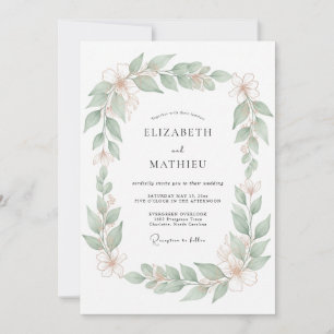 Invitación Boda Floral Fresca Salvia