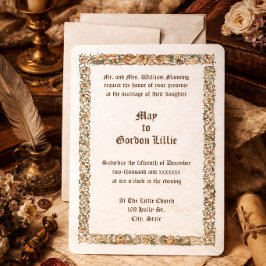 Invitación Boda Floral Frontera Era del Renacimiento ca. 1550