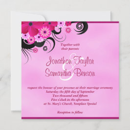 Invitación Boda floral Fuchsia Magenta ligero de 5.25" Invita
