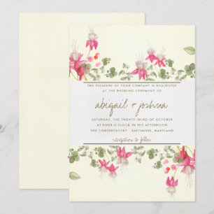 Invitación Boda Floral Fuchsias