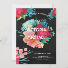 Invitación Boda floral fuerte y brillante