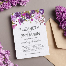 Invitación Boda Floral Garden Violeta Morada Lavender Lilac