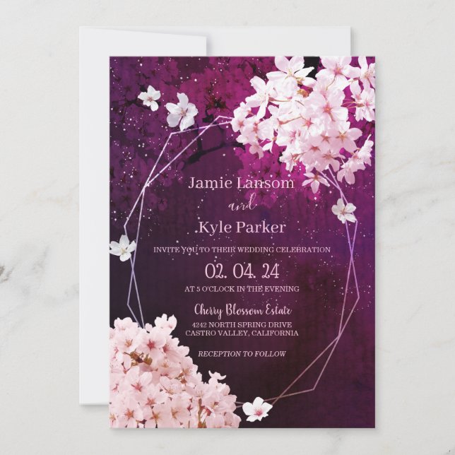 Invitación Boda floral geométrica (Anverso)
