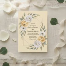 Boda Floral Geométrica Acuarela Amarillo Mantequil