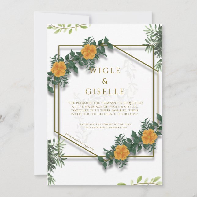 Invitación Boda floral geométrica botánica moderna  (Anverso)