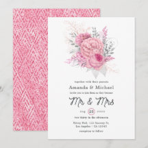 Boda floral geométrica con brillo rosa y plata