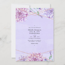 Boda floral geométrica de lavanda y oro rosa