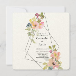 Invitación Boda floral geométrica de moda