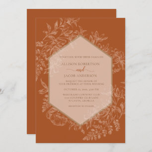 Invitación Boda floral geométrica de Terra Cotta