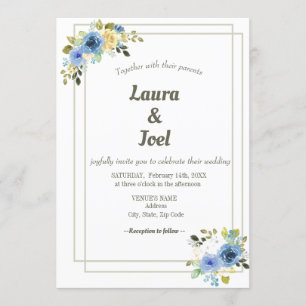 Invitación Boda floral geométrico bordeado verde