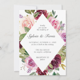 Invitación Boda floral geométrico de la Pluma Moody