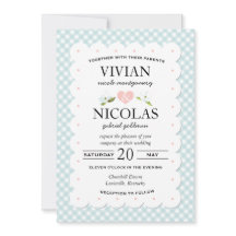 Boda Floral Gingham Azul Rosa