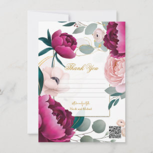 Invitación Boda floral glamurosa de peonía rosa de eucalipto