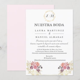 Invitación Boda floral Gold Lavenderblush