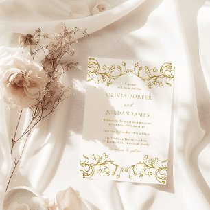 Invitación Boda floral Gold Vintage Moderno Elegance