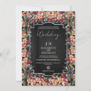 Invitación Boda Floral Gold y Black Overlay