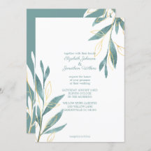 Boda floral Golden Green Watercolor