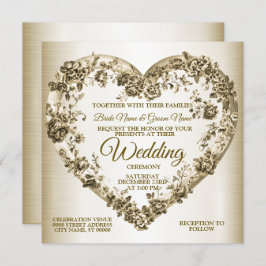 Invitación Boda Floral Golden Ornate Frame Elegante