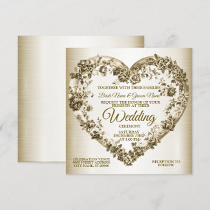 Invitación Boda Floral Golden Ornate Frame Elegante
