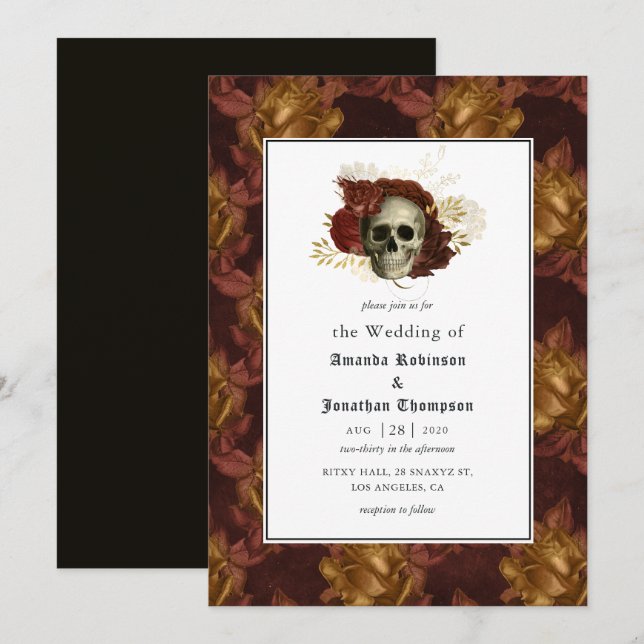 Invitación Boda Floral Gótica (Anverso / Reverso)