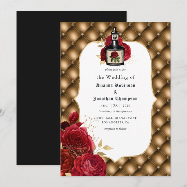 Invitación Boda Floral Gótica (Anverso / Reverso)
