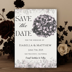 Invitación Boda floral gótica Hydrangea Salven la fecha