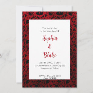 Invitación Boda floral gótica oscura de rojo y negro