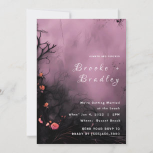 Invitación Boda floral gótica púrpura