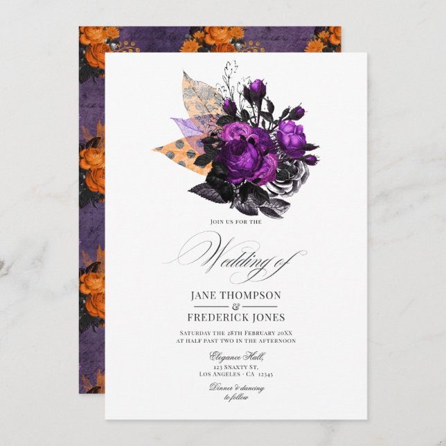 Invitación Boda floral gótica romántico de Moda de Shabby (Anverso / Reverso)
