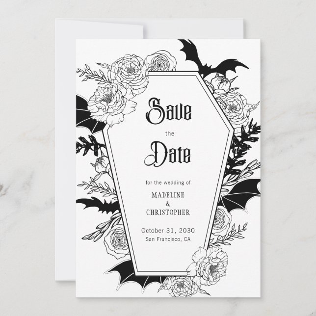 Invitación Boda floral gótica salva la fecha (Anverso)