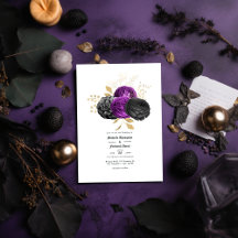 Boda Floral Gótica Vintage Morada y Negra