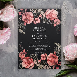Invitación Boda floral gótico de Halloween