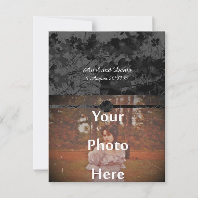 Invitación Boda floral gótico de otoño nocturno (Anverso)