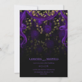 Invitación Boda floral gótico morado oscuro ayuno manual