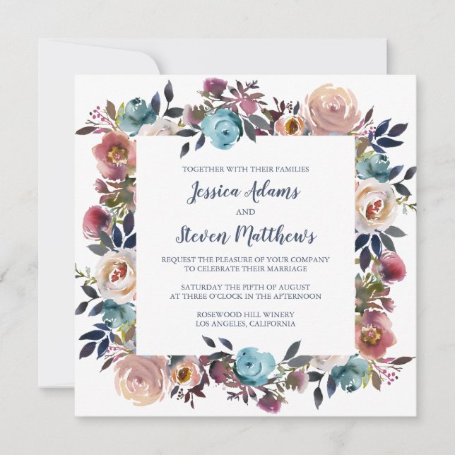 Invitación Boda Floral Grace (Anverso)