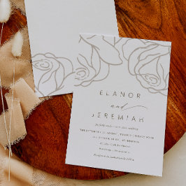 Invitación Boda floral gris simple