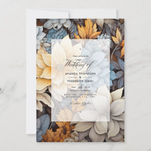Invitación Boda floral gris y marrón