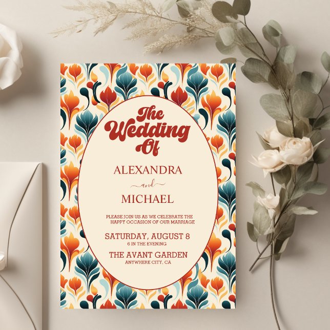Invitación Boda Floral Groovy Retro 70 (Subido por el creador)