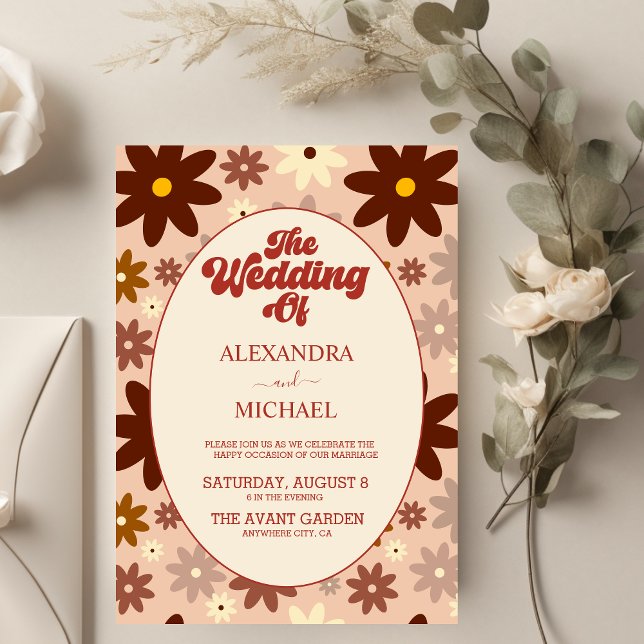 Invitación Boda floral Groovy Retro 70 (Subido por el creador)