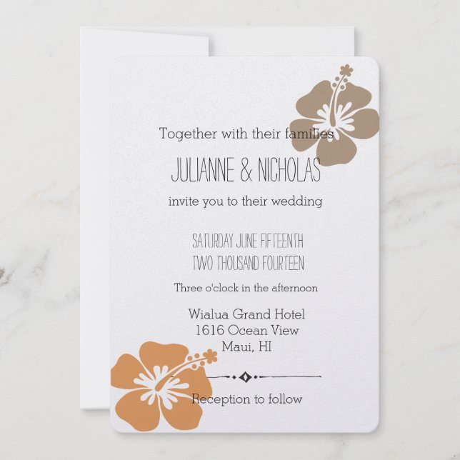 Invitación Boda floral hawaiano Hibiscus (Anverso)