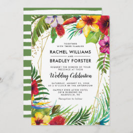 Invitación Boda floral hawaiano tropical de playa