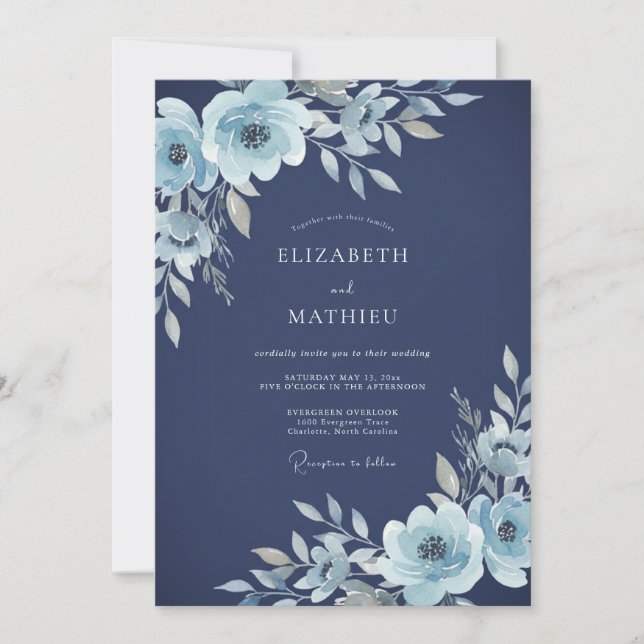 Invitación Boda floral helada de la Marina (Anverso)