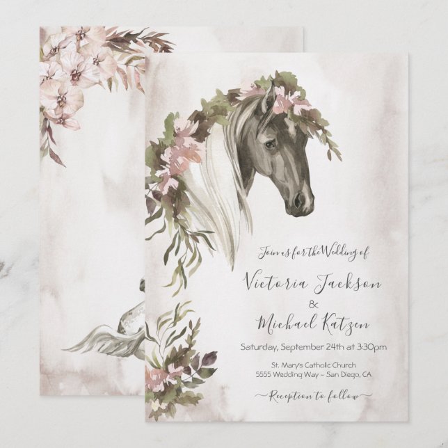 Invitación Boda Floral Horse Ranch (Anverso / Reverso)