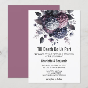 Invitación Boda Floral Hortensia Tema Gótico Halloween