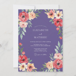 Invitación Boda floral impactante de Deep Purple