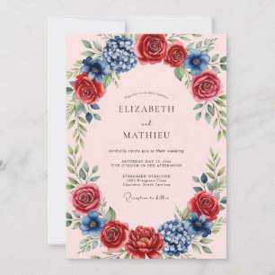 Invitación Boda Floral Indigo Carmesí Pintoresca